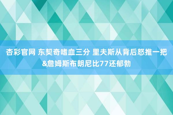 杏彩官网 东契奇嗜血三分 里夫斯从背后怒推一把&詹姆斯布朗尼比77还郁勃