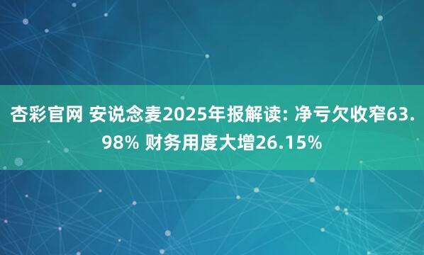 杏彩官网 安说念麦2025年报解读: 净亏欠收窄63.98% 财务用度大增26.15%
