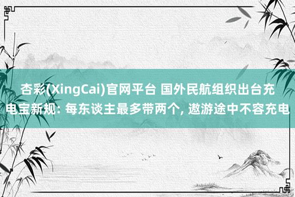杏彩(XingCai)官网平台 国外民航组织出台充电宝新规: 每东谈主最多带两个, 遨游途中不容充电