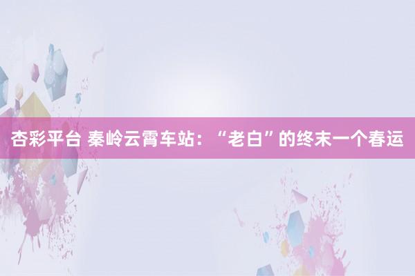 杏彩平台 秦岭云霄车站：“老白”的终末一个春运