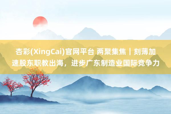 杏彩(XingCai)官网平台 两聚集焦｜刻薄加速股东职教出海，进步广东制造业国际竞争力