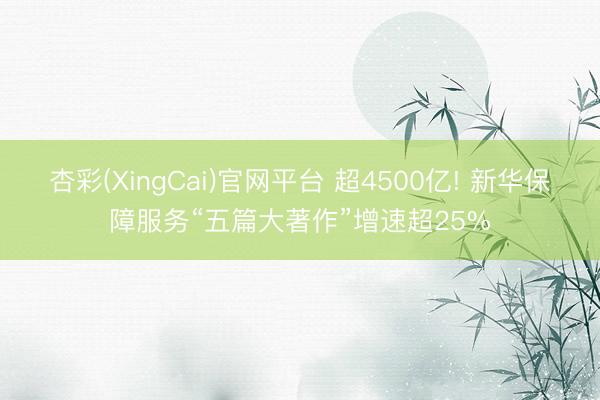 杏彩(XingCai)官网平台 超4500亿! 新华保障服务“五篇大著作”增速超25%