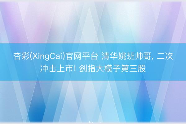 杏彩(XingCai)官网平台 清华姚班帅哥， 二次冲击上市! 剑指大模子第三股