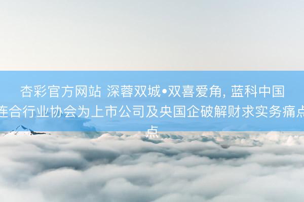 杏彩官方网站 深蓉双城•双喜爱角， 蓝科中国连合行业协会为上市公司及央国企破解财求实务痛点