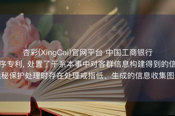 杏彩(XingCai)官网平台 中国工商银行申宴客群信息的处理秩序专利， 处置了干系本事中对客群信息构建得到的信息收集图进行诡秘保护处理时存在处理戒指低、生成的信息收集图无法保留客群信息的畅达性特征的本事问题