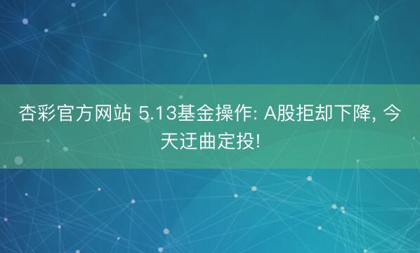 杏彩官方网站 5.13基金操作: A股拒却下降， 今天迂曲定投!