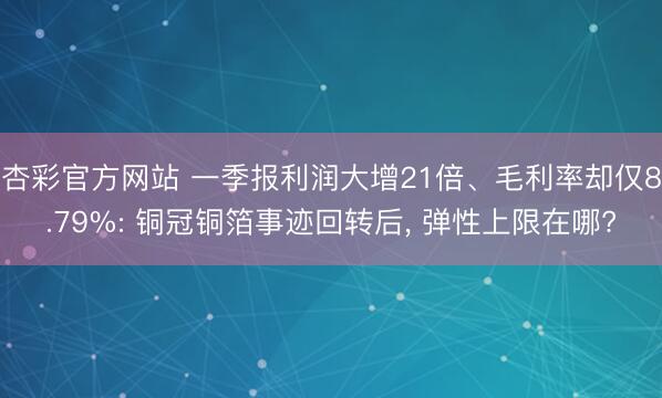 杏彩官方网站 一季报利润大增21倍、毛利率却仅8.79%: 铜冠铜箔事迹回转后， 弹性上限在哪?