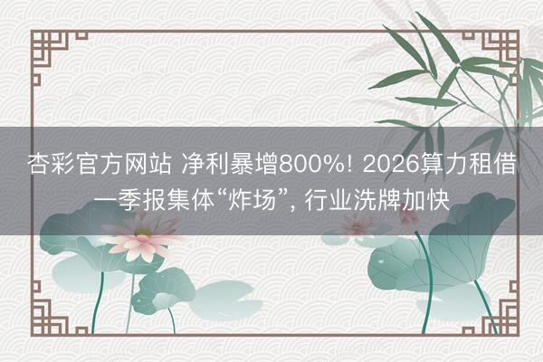 杏彩官方网站 净利暴增800%! 2026算力租借一季报集体“炸场”， 行业洗牌加快