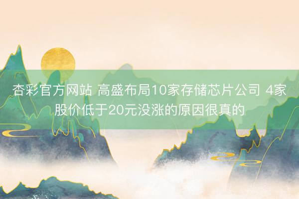 杏彩官方网站 高盛布局10家存储芯片公司 4家股价低于20元没涨的原因很真的