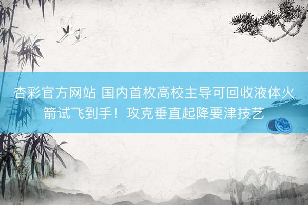 杏彩官方网站 国内首枚高校主导可回收液体火箭试飞到手！攻克垂直起降要津技艺