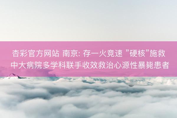 杏彩官方网站 南京: 存一火竞速 ”硬核”施救 中大病院多学科联手收效救治心源性暴毙患者