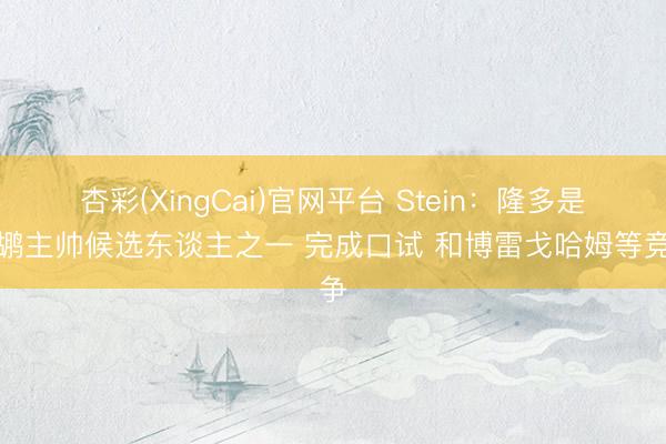 杏彩(XingCai)官网平台 Stein：隆多是鹈鹕主帅候选东谈主之一 完成口试 