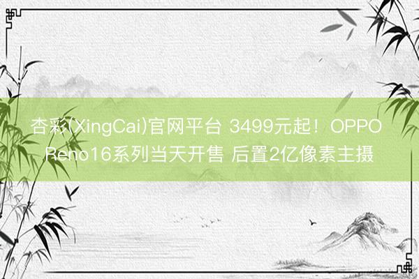 杏彩(XingCai)官网平台 3499元起！OPPO Reno16系列当天开售 后置2亿像素主摄