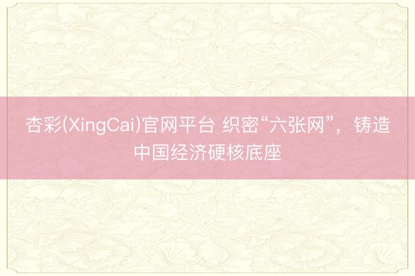 杏彩(XingCai)官网平台 织密“六张网”，铸造中国经济硬核底座