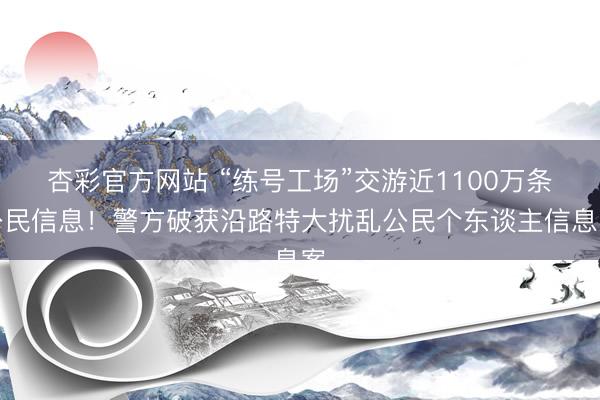 杏彩官方网站 “练号工场”交游近1100万条公民信息！警方破获沿路特大扰乱公民个东谈主信息案
